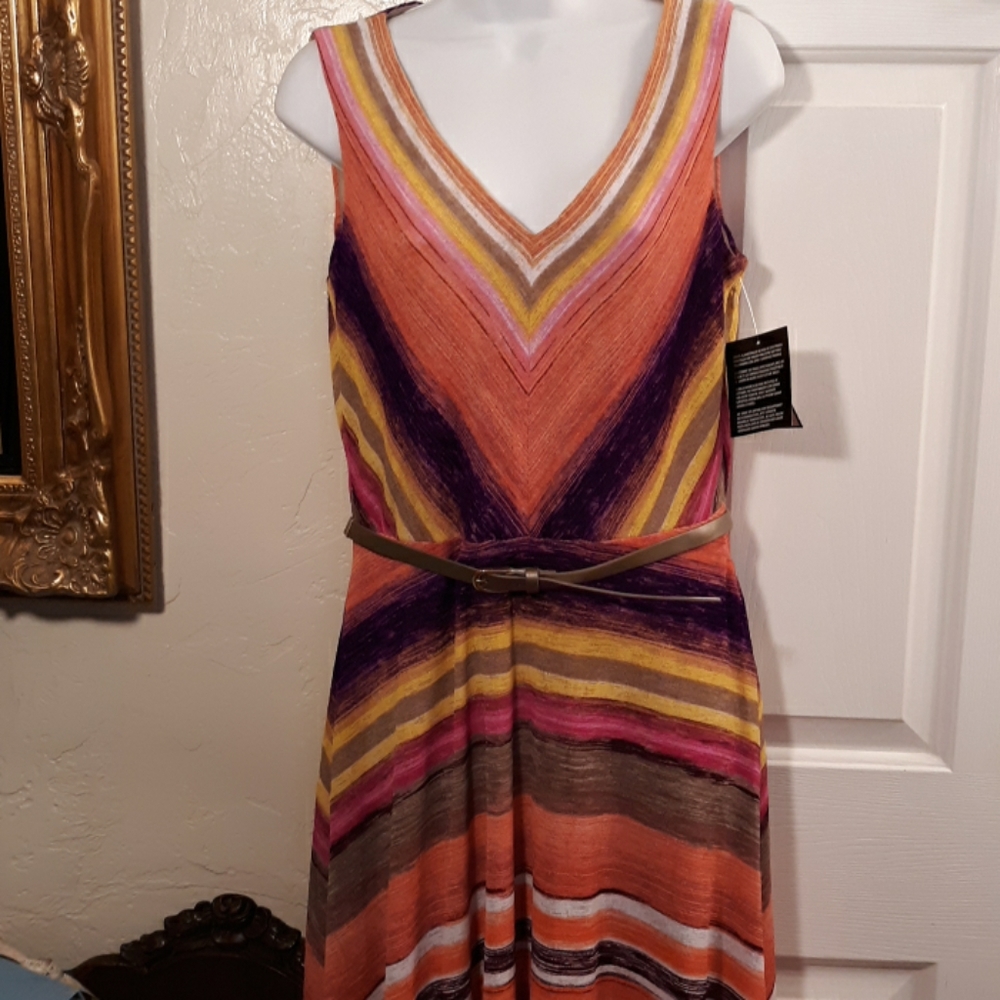 Nine West Matte Jersey Pinkberry Combo Dress NWT